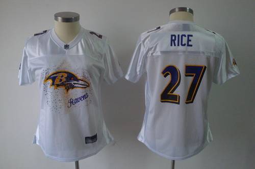 Ravens #27 Ray Rice White 2011 Women's Fem Fan Stitched NFL Jersey